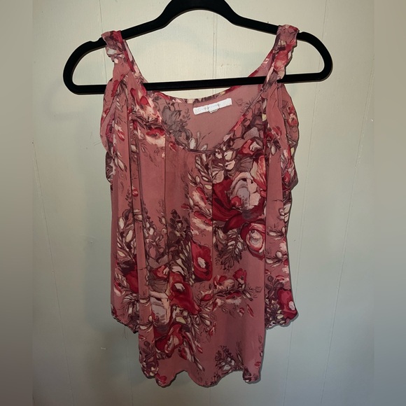 LAUREN CONRAD LC Pink Flowy Extra Large Floral Lightweight Tank Top XL EUC - Picture 2 of 5